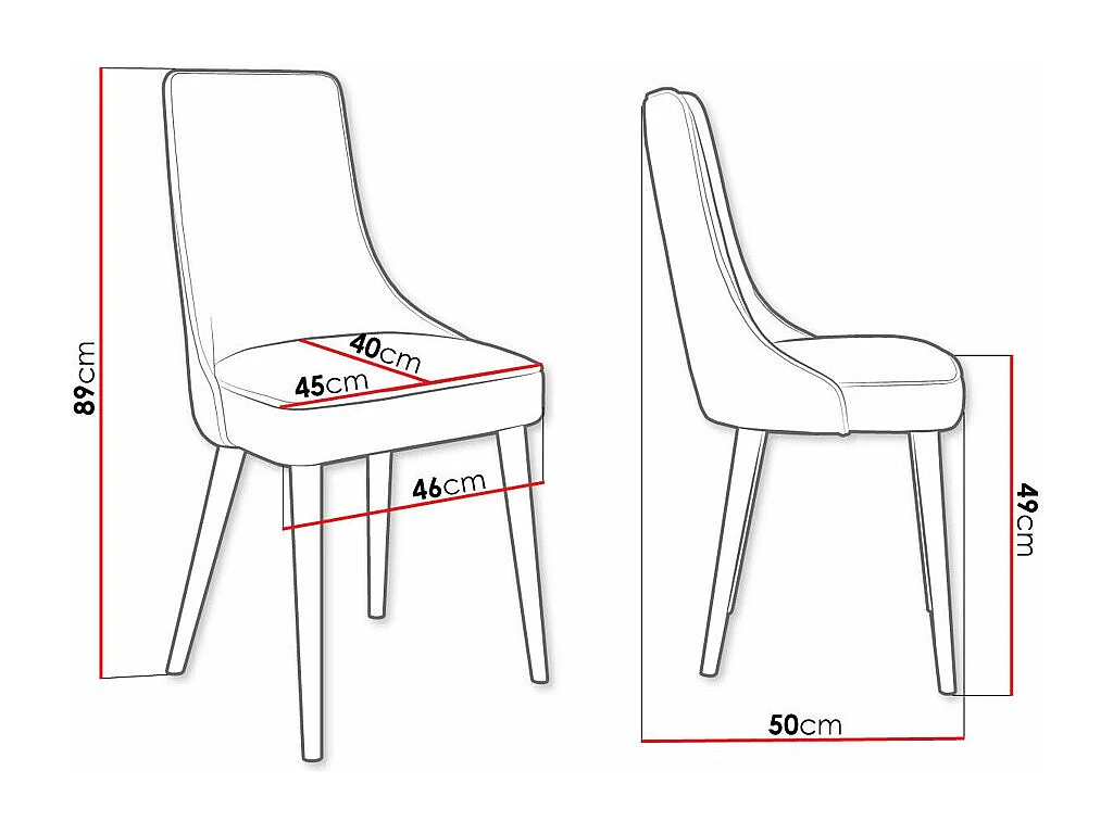 Chaise Jackson 107, 89x46x50cm, Tissu, Métallique, Bois