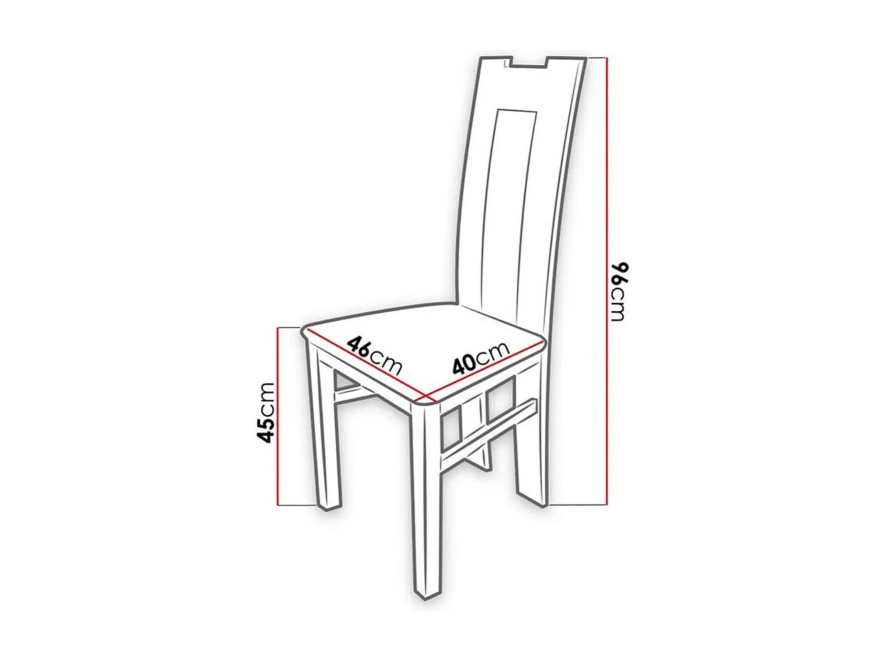 Chaise Sparks 109, 96x46x40cm, Tapisserie, En bois, Bois