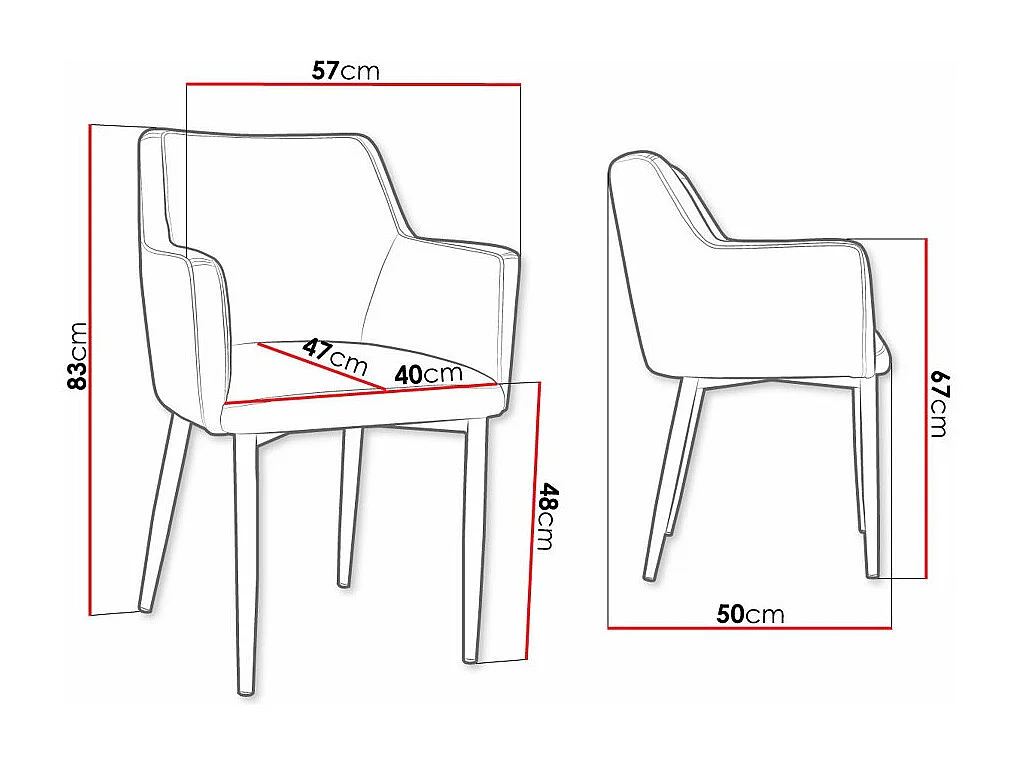 Chaise Jackson 108, 83x57x50cm, Tissu, Métallique, Bois
