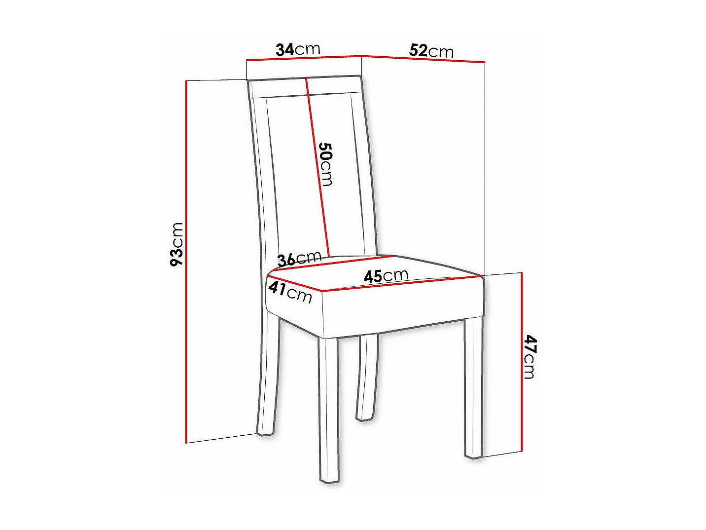 Chaise Victorville 161, 93x45x41cm, Tapisserie, En bois, Bois, Mobilier déjà assemblé