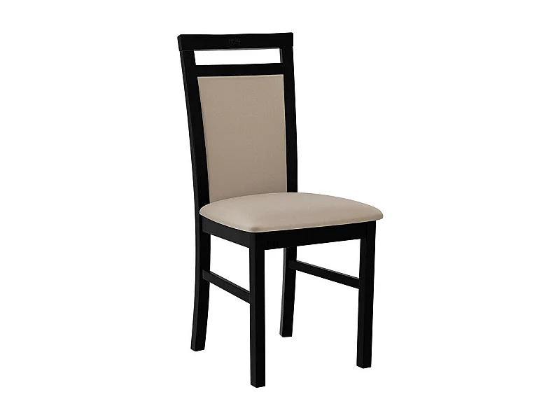 Silla Victorville 154, Crema|Negro, 93x43x40cm, Tapiz, De madera, Madera