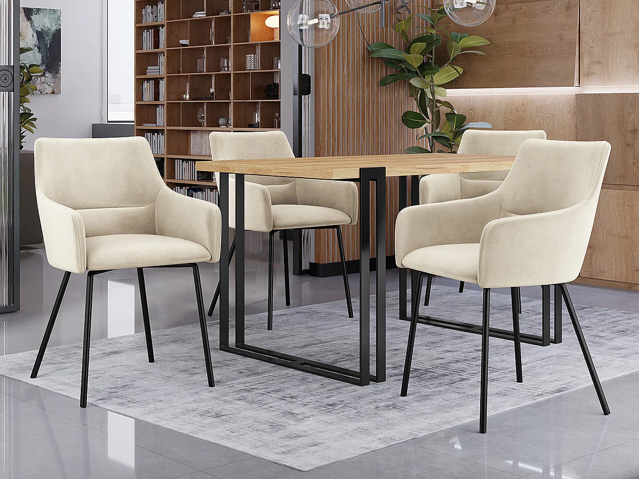 Silla Jackson 109, 81x54x57cm, Tapiz, Metálico, Madera