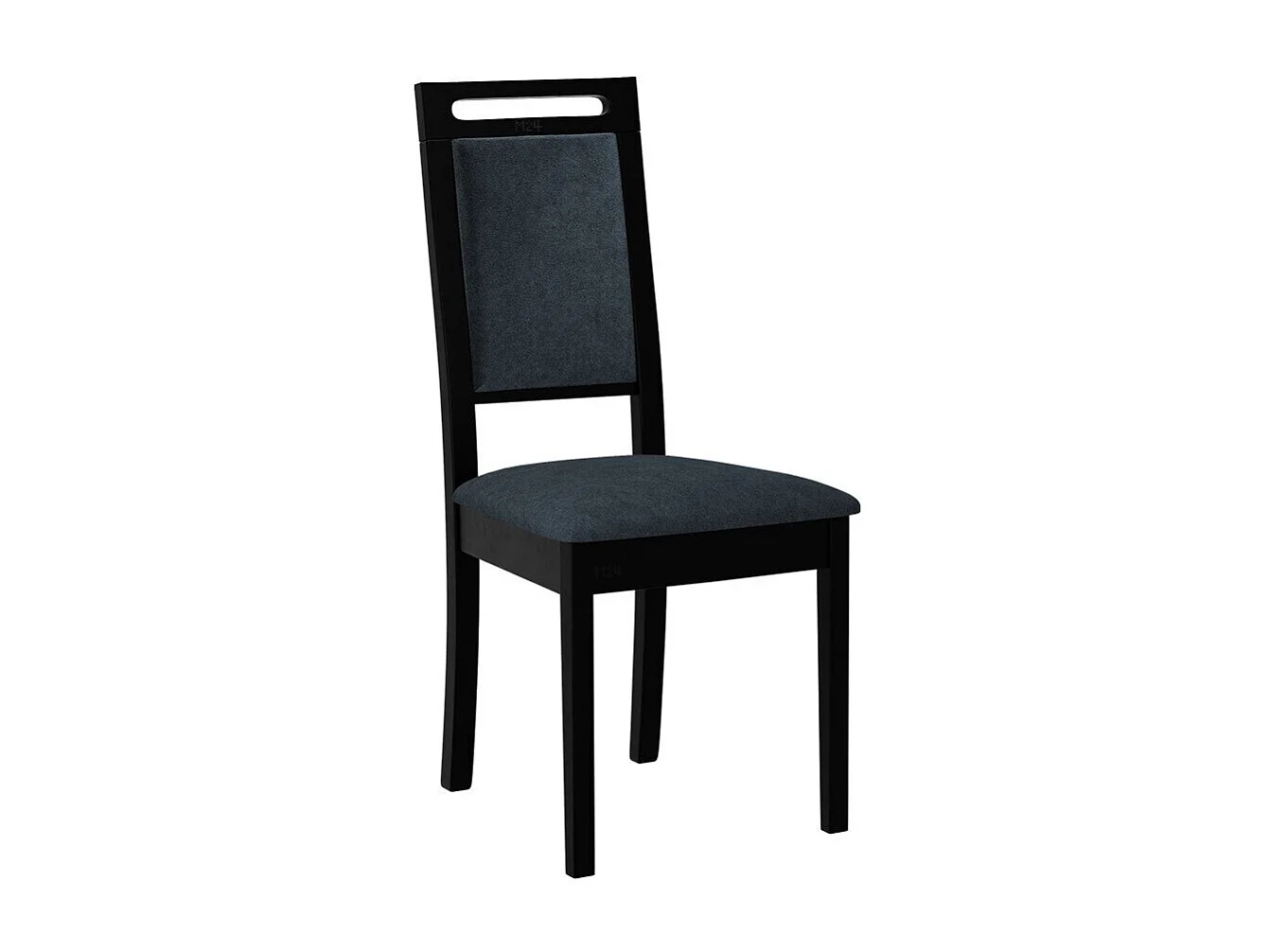 Silla Victorville 337, Negro|Azul, 96x47x43cm, Tapiz, De madera, Madera