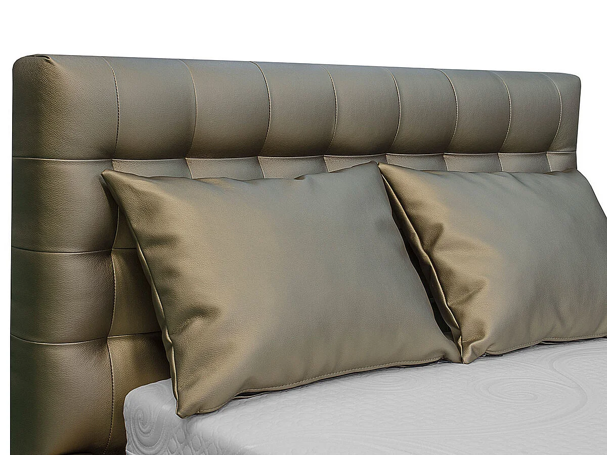 Cama Baltimore 104, Individuales, Marrón, 90x200, Cuero ecológico, Somieres, 107x222x92cm