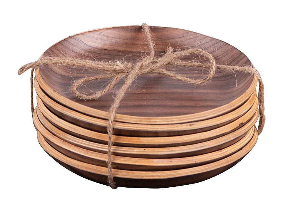 Set de 6 dessous de verre bois brun 12 cm