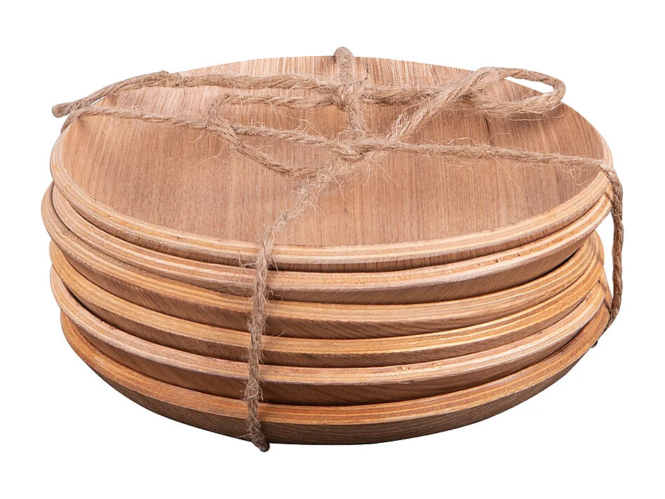 Set de 6 dessous de verre bois naturel 12 cm