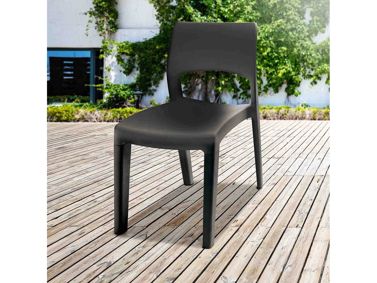 Klik/Klak - Cadeira de jardim em resina. Cadeiras de jantar, poltronas de exterior em cinzento antracite