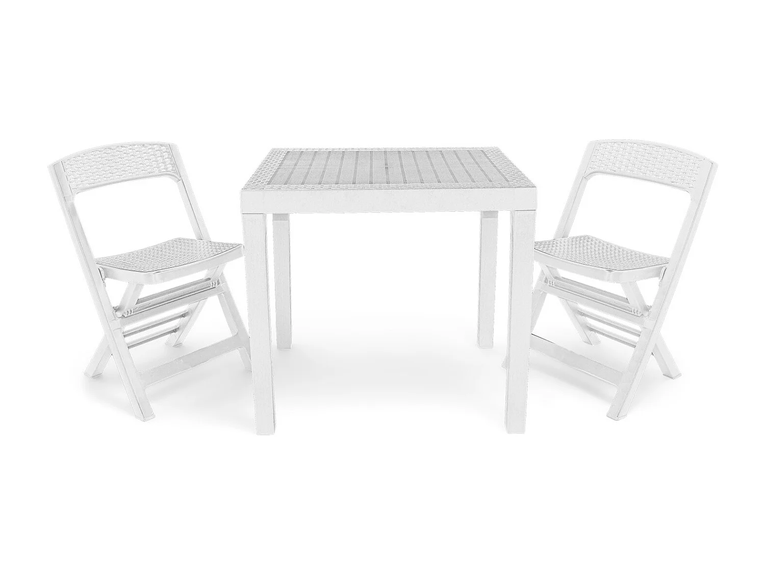 Póquer - Conjunto Polyrattan Bistrot Com 2 Cadeiras Dobráveis + Mesa - Branco