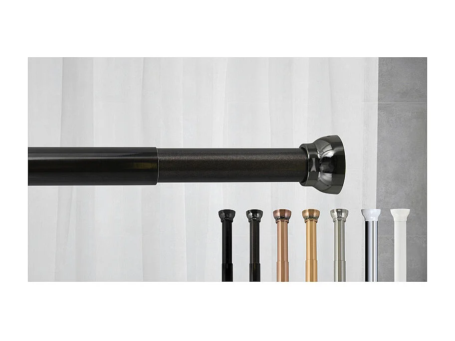 Barre tringle pour rideau de douche ou baignoire extensible sans perçage en Alu KRETA 125-220cm Doré Spirella