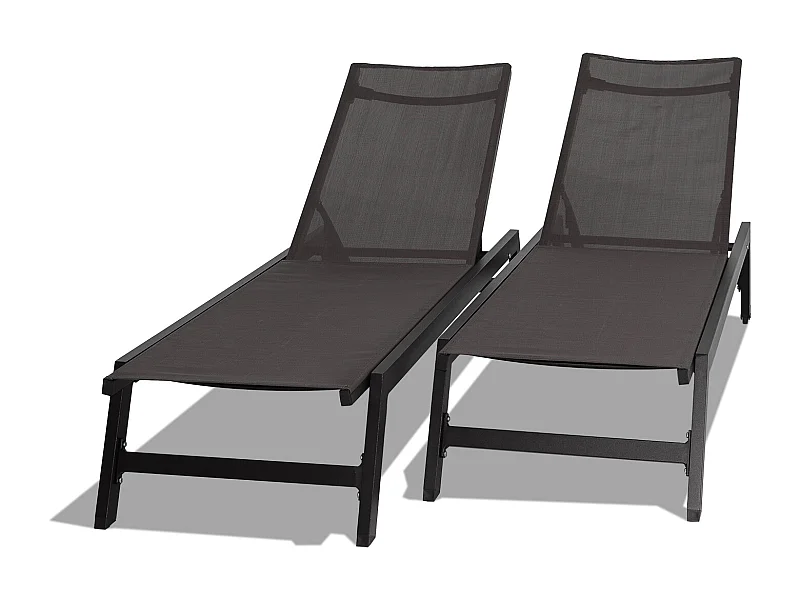 Nilo - Conjunto de 2 espreguiçadeiras de jardim em alumínio e textilene