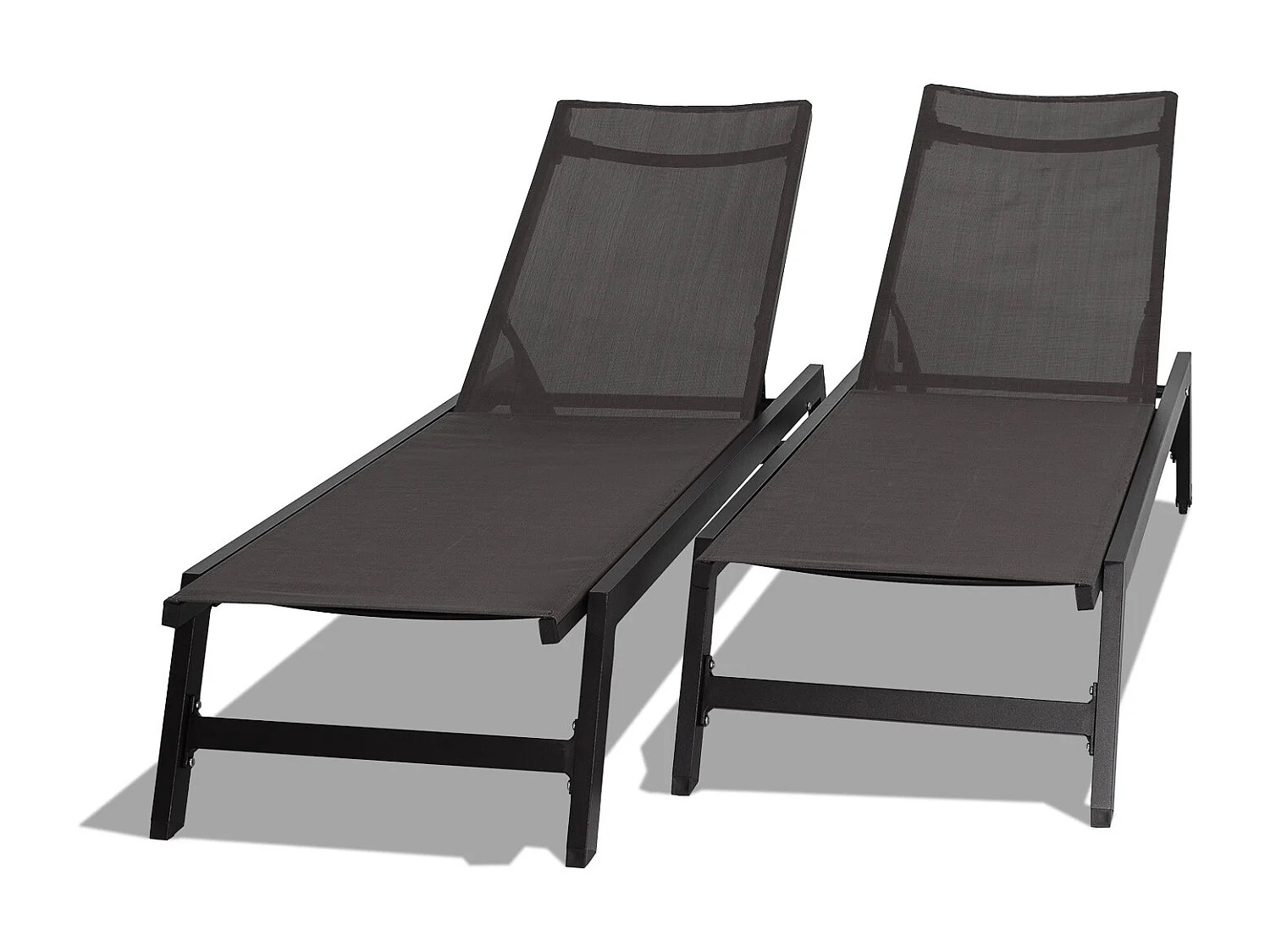 Nilo - Set di 2 lettini prendisole di design in alluminio e textilene