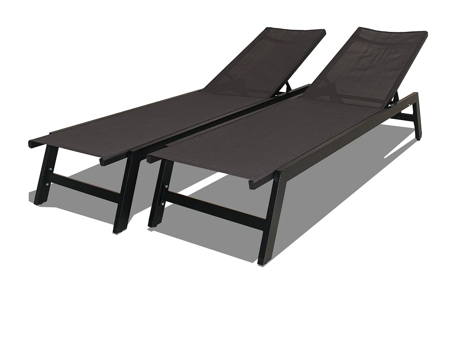 Nilo - Set di 2 lettini prendisole di design in alluminio e textilene