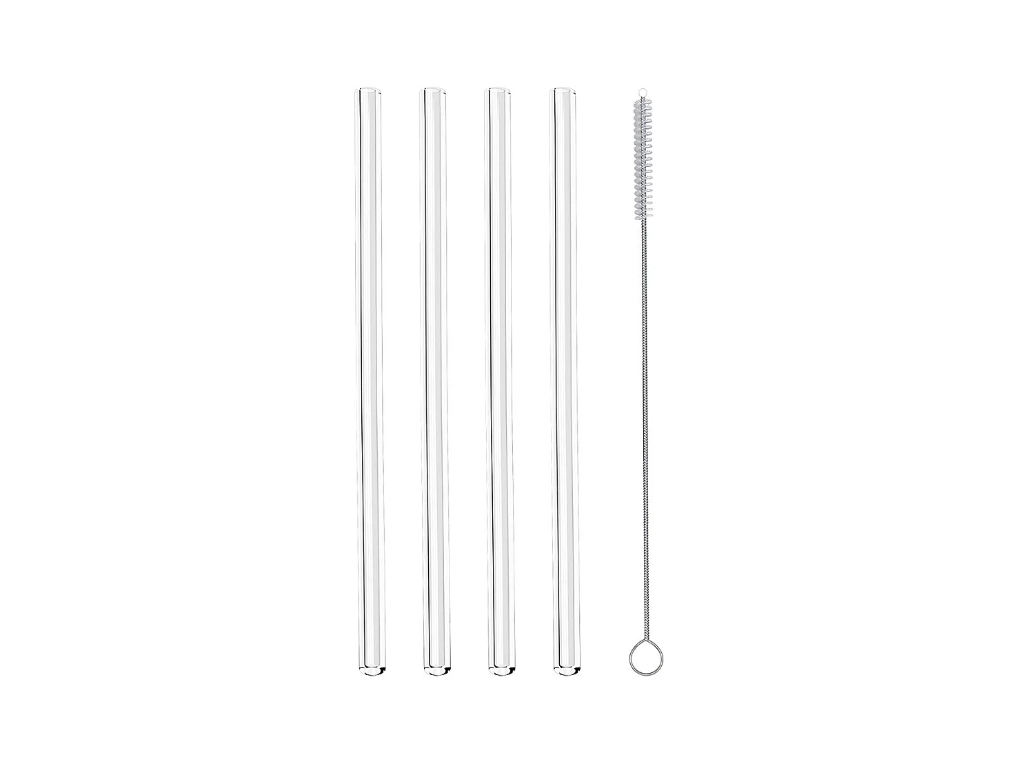Set de 4 pailles en verre avec goupillon