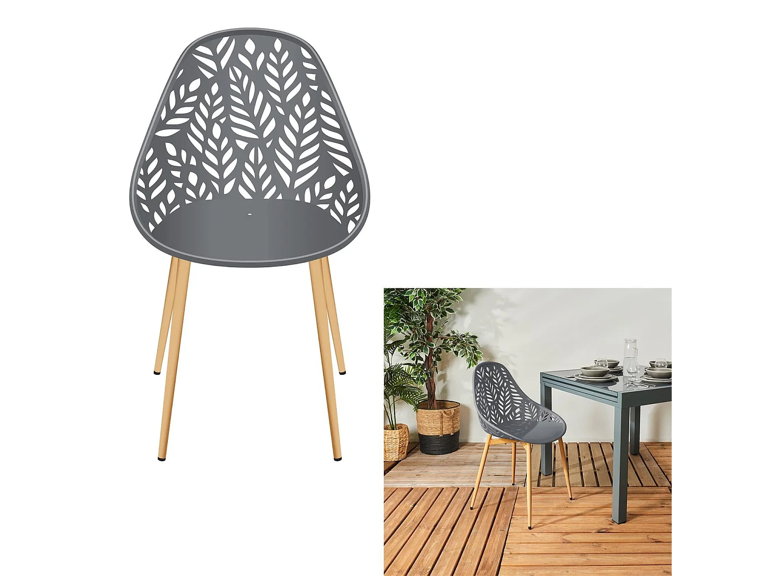 Chaise Lucena Gris - Lot De 4