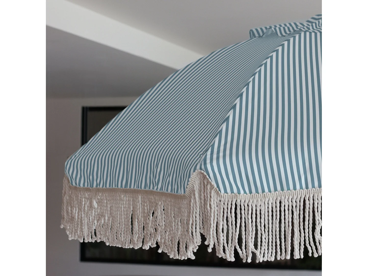 Now's Home - Ensemble Parasol+2chaise Plage En Polyester Bleu Et Bois De Hetre Playa