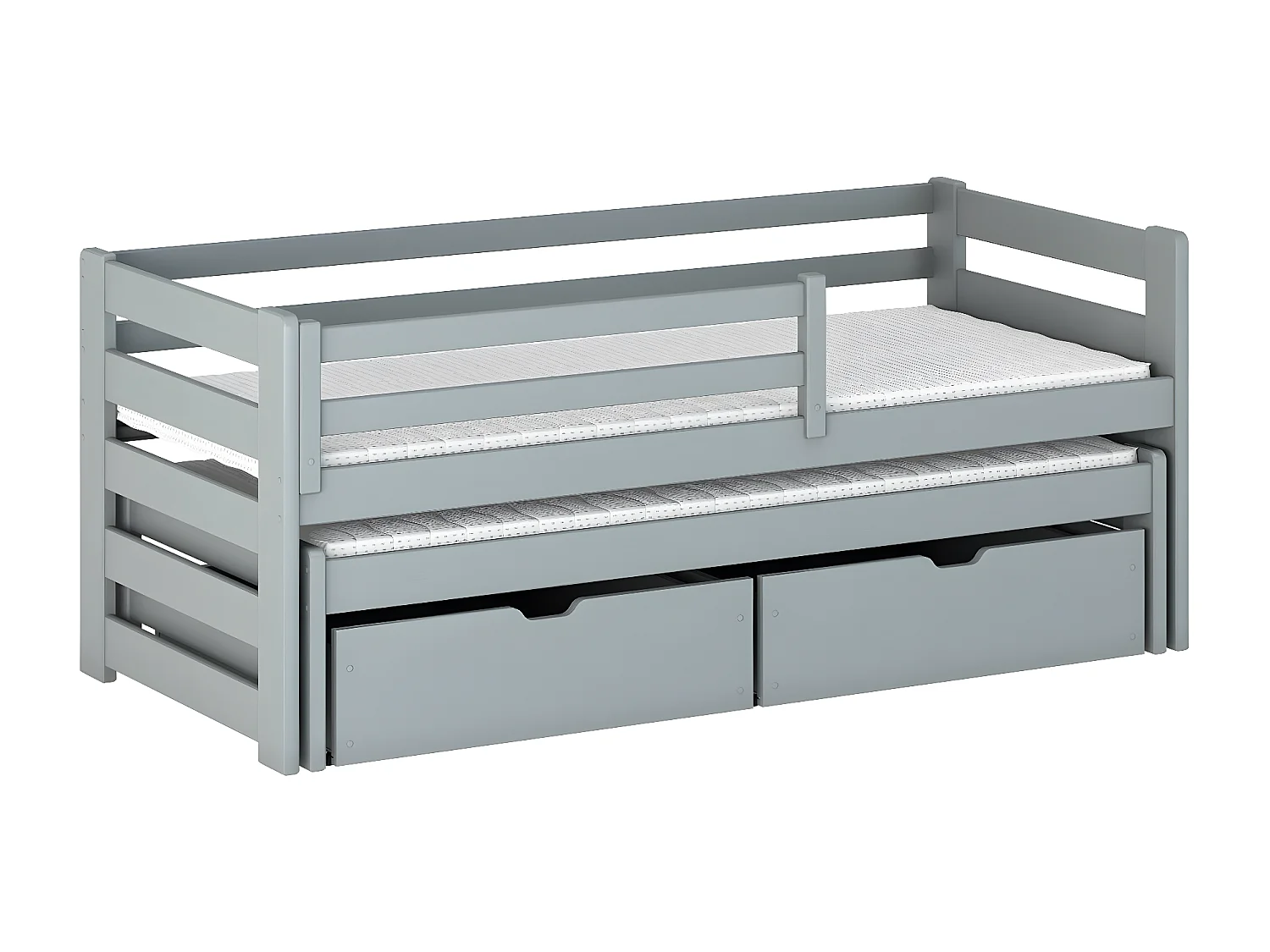 Lit Vista 113, Simple avec un lit gigogne supplémentaire, Unique, Gris, 90x200|90x190,