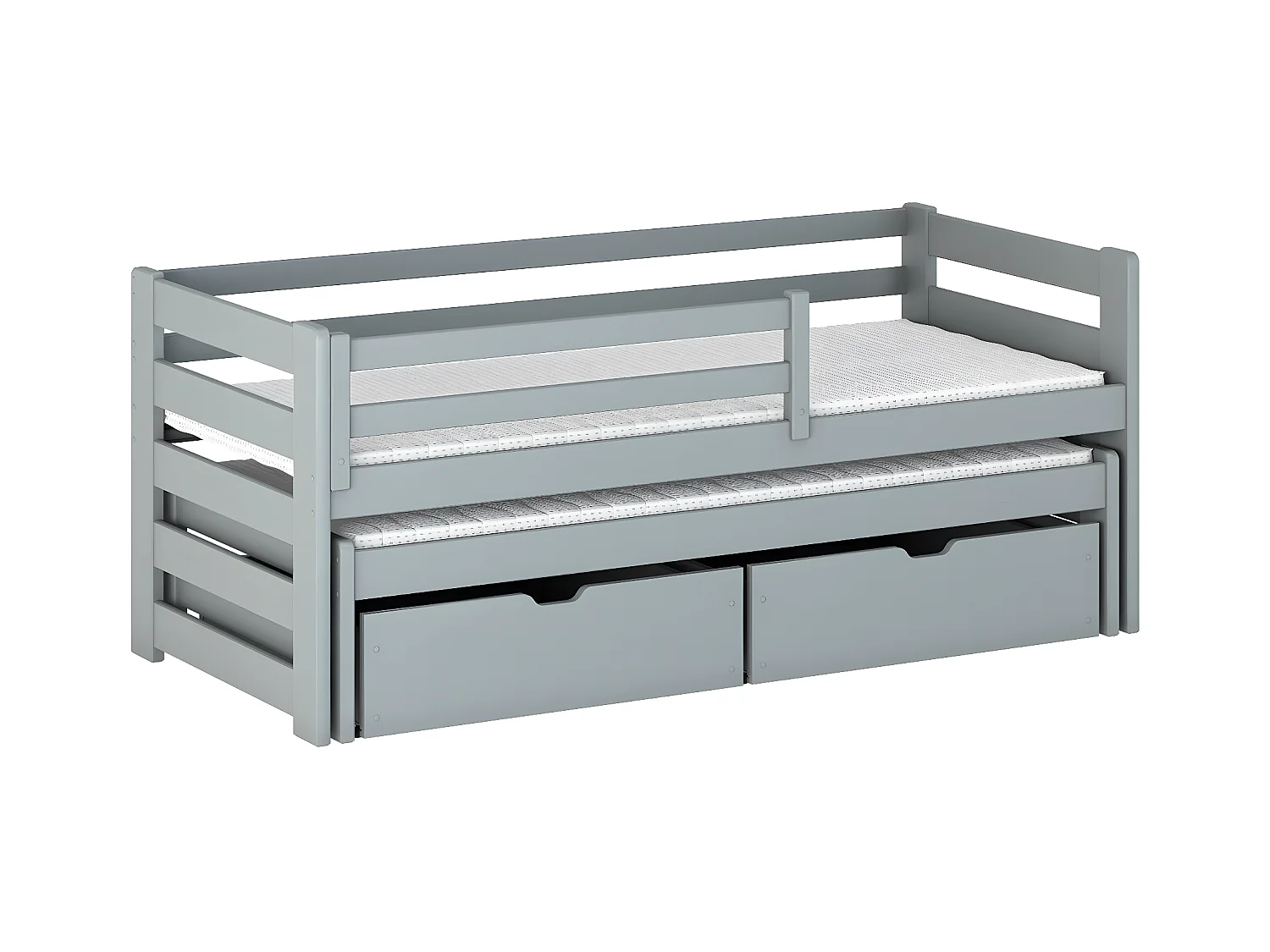 Lit Vista 113, Simple avec un lit gigogne supplémentaire, Unique, Gris, 80x200|80x190,