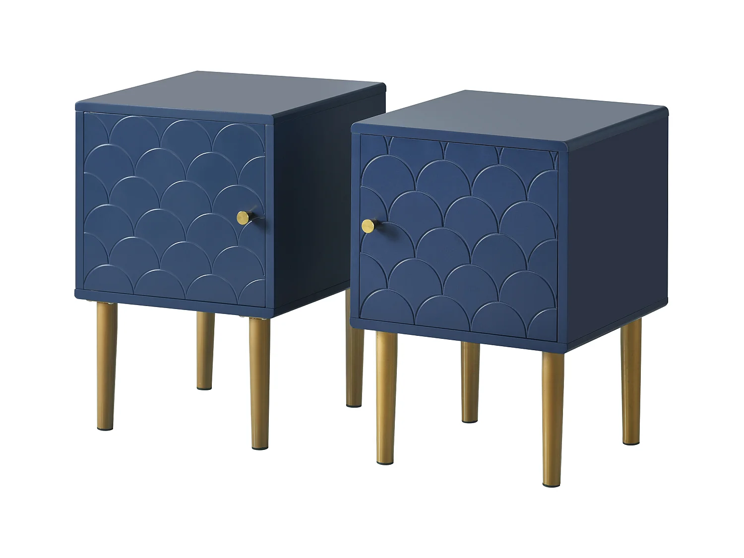 Lot de 1 Table de chevet à 1 porte, table de canapé - bleu marine - 50x35x35 cm