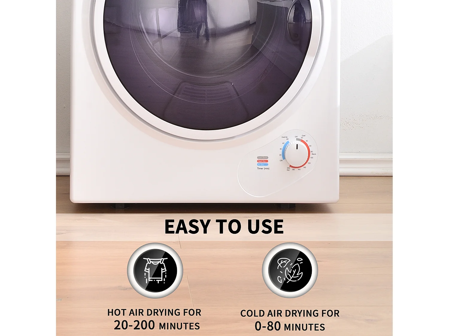 Mini sèche-linge, 2,5 kg, peut être fixé au mur, double filtres, chauffage en céramique PTC - Blanc