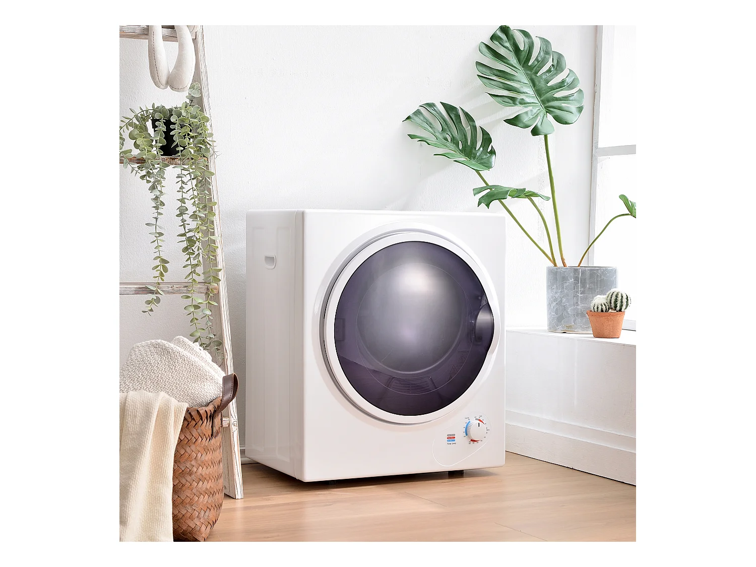 Mini sèche-linge, 2,5 kg, peut être fixé au mur, double filtres, chauffage en céramique PTC - Blanc
