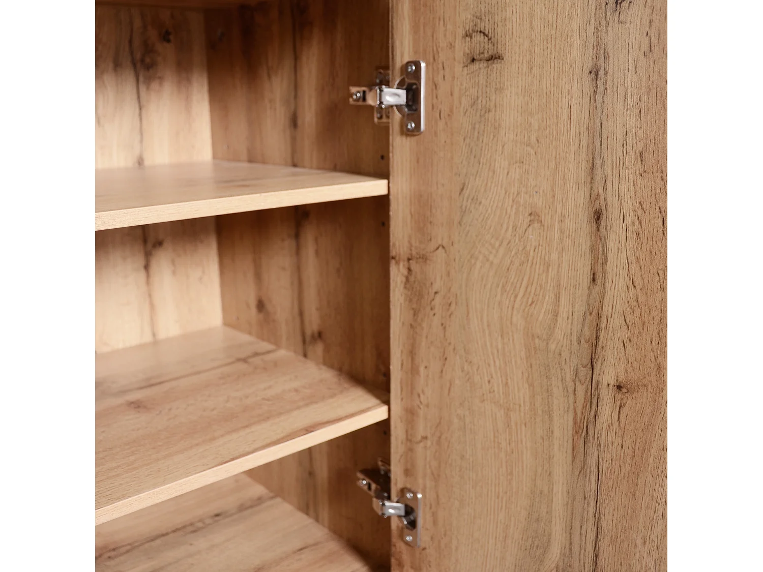 Vestiaire d'entrée multifonctionnel Armoire à chaussures, portemanteau et Miroir - Naturel