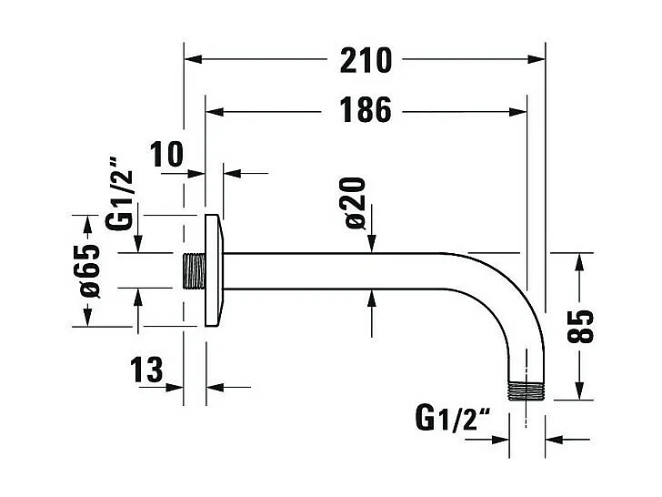 Bras de douche mural DURAVIT Universal 21 cm noir mat