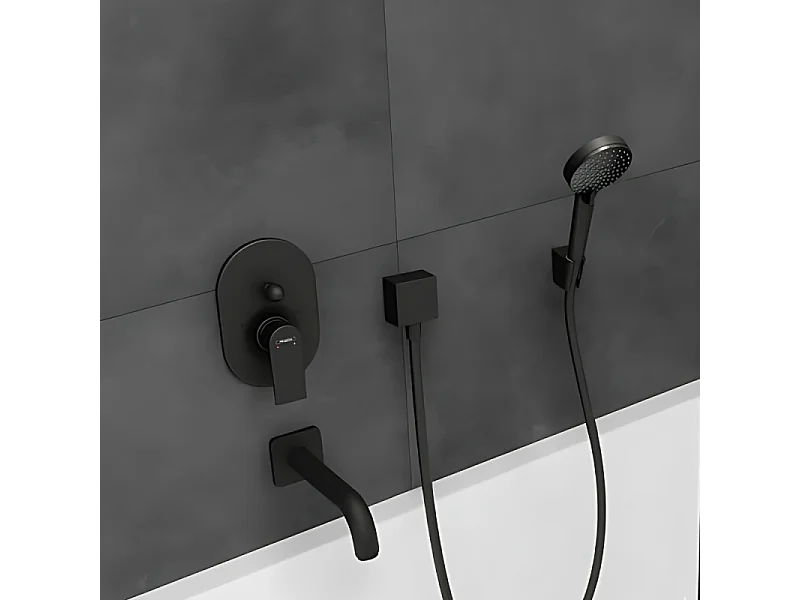 HANSGROHE FixFit Codo de conexión cuadrado negro mate