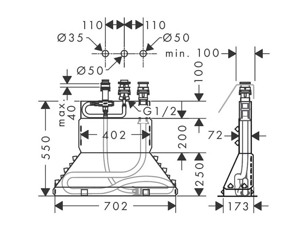 Corps encastré pour mitigeur bain douche 3 trous HANSGROHE