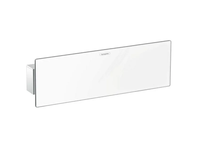 Support pommeau de douche avec raccordement HANSGROHE Fixfit avec tablette 30 cm blanc et chromé