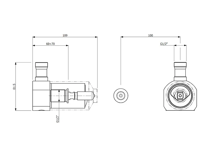Corps encastré universel VILLEROY ET BOCH Loop & Friends pour robinetterie monocommande montage mural Chrome
