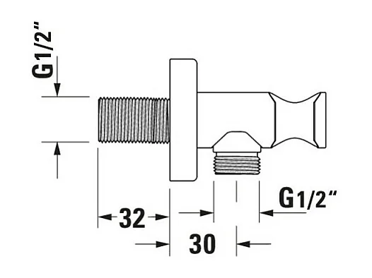 Codo de conexión cuadrado DURAVIT Universal cromado
