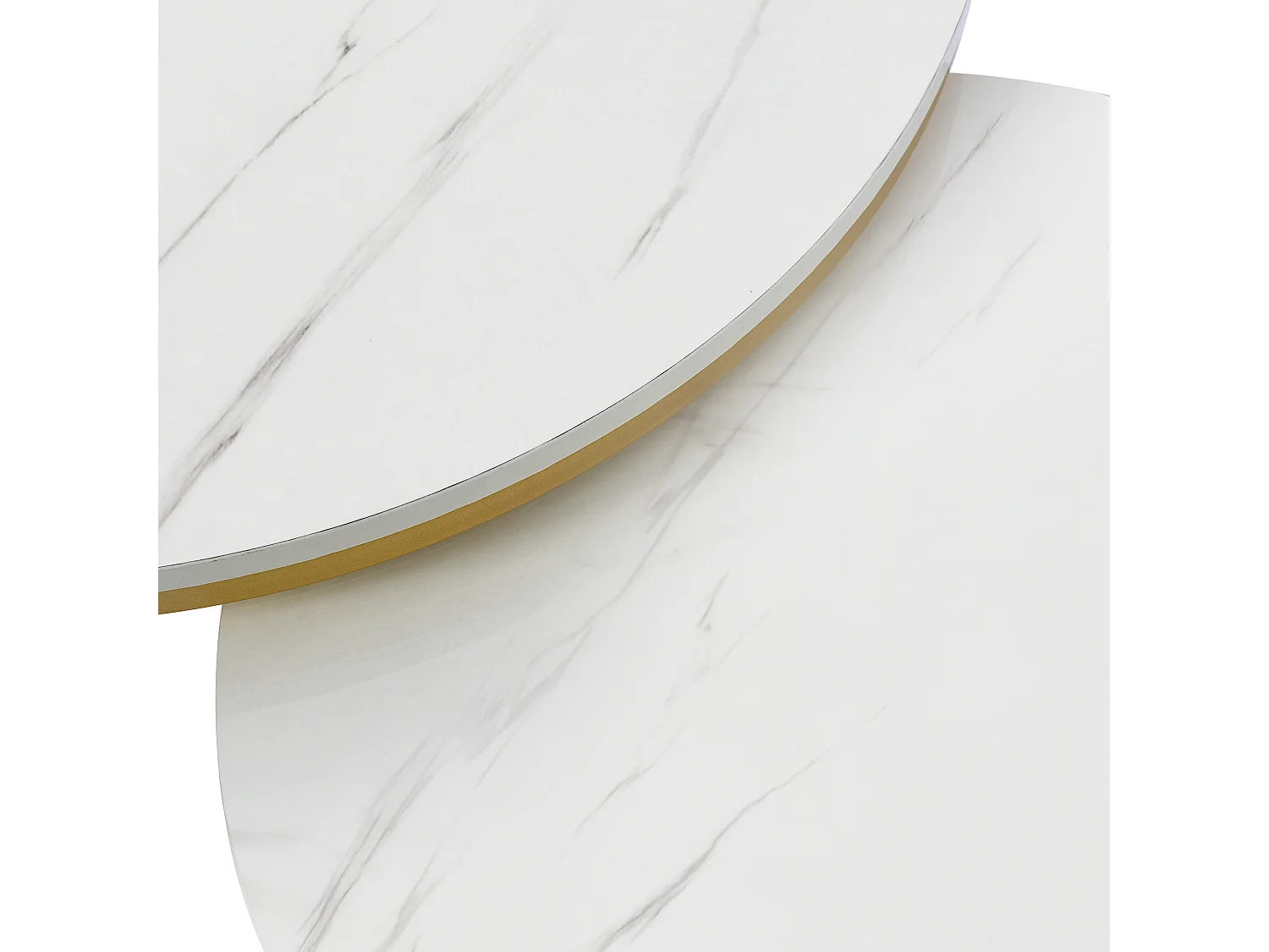 Lot de 2 Tables basses gigognes rondes - blanc haut brillance - 70x70x45 cm