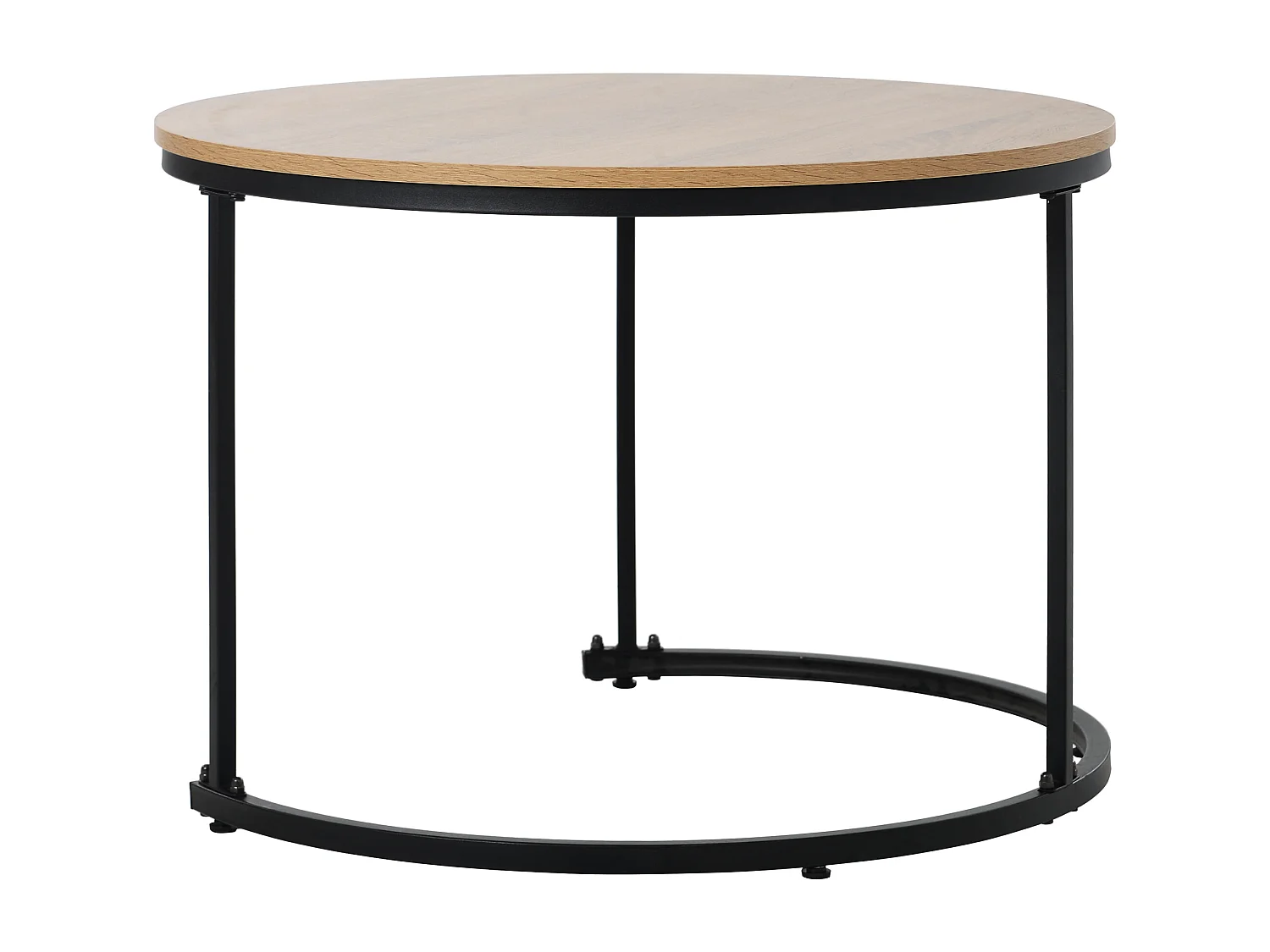 Lot de 2 Tables Basses Rondes avec aspect de bois - couleur naturel - 71x71x50 cm