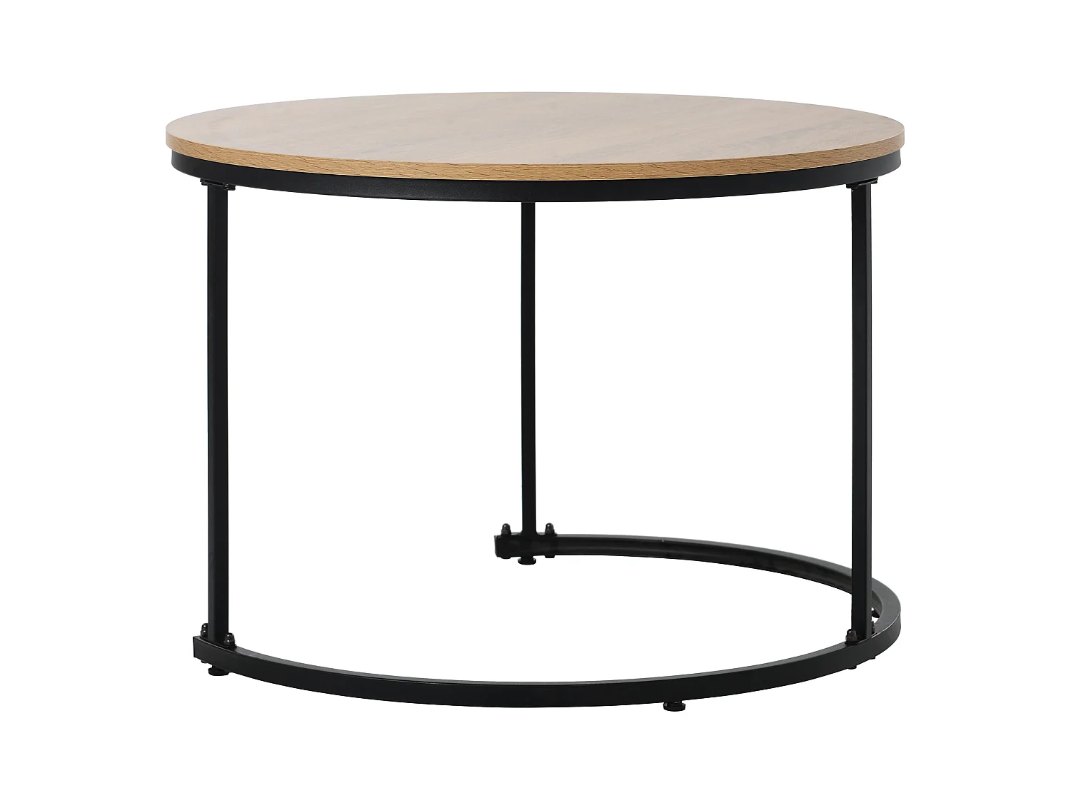 2er-Set Couchtische – Eichenholzplatte – Runder Couchtisch mit Metallgestell