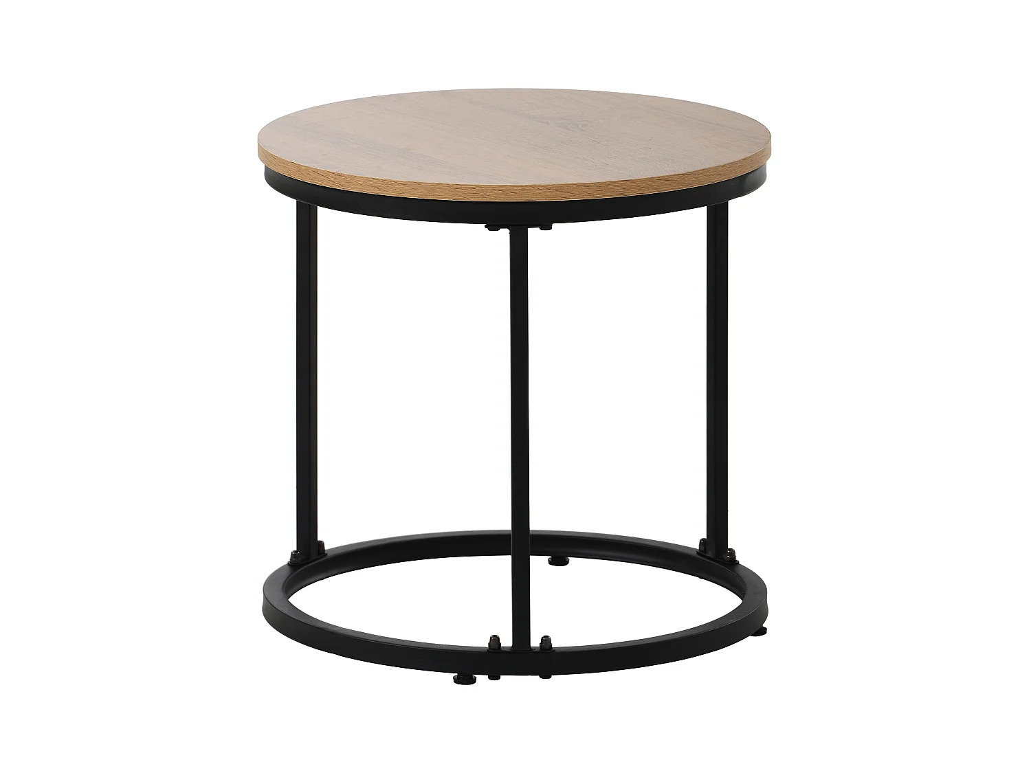 2er-Set Couchtische – Eichenholzplatte – Runder Couchtisch mit Metallgestell