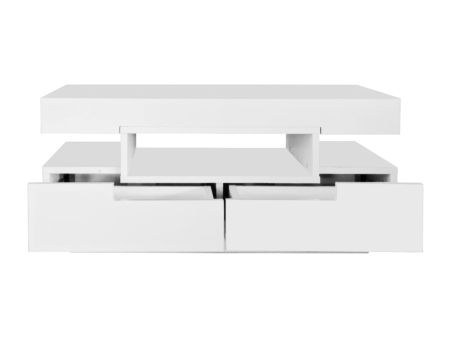 Table basse finition brillante avec bandeau lumineux LED - blanc