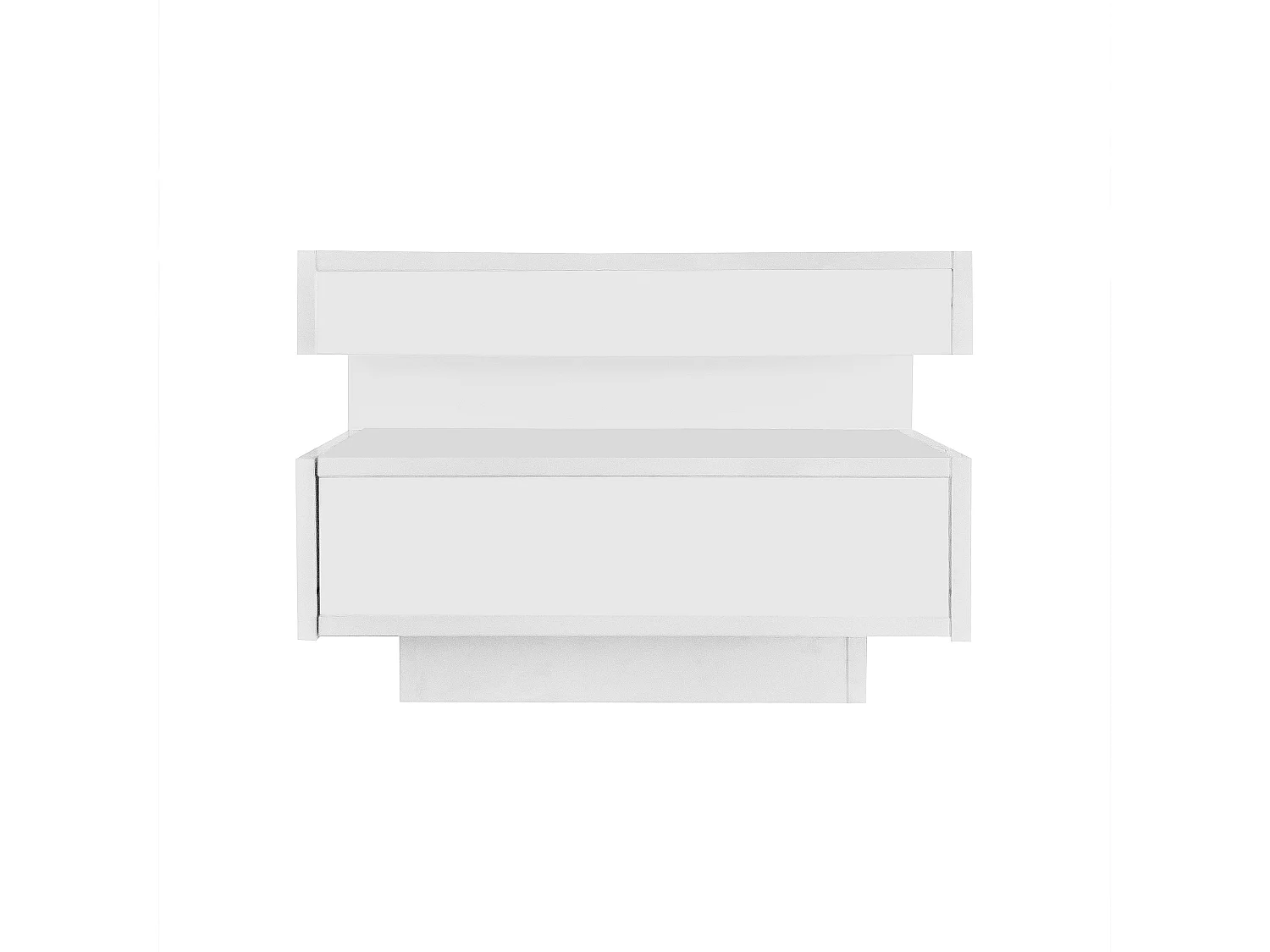 Table basse finition brillante avec bandeau lumineux LED - blanc