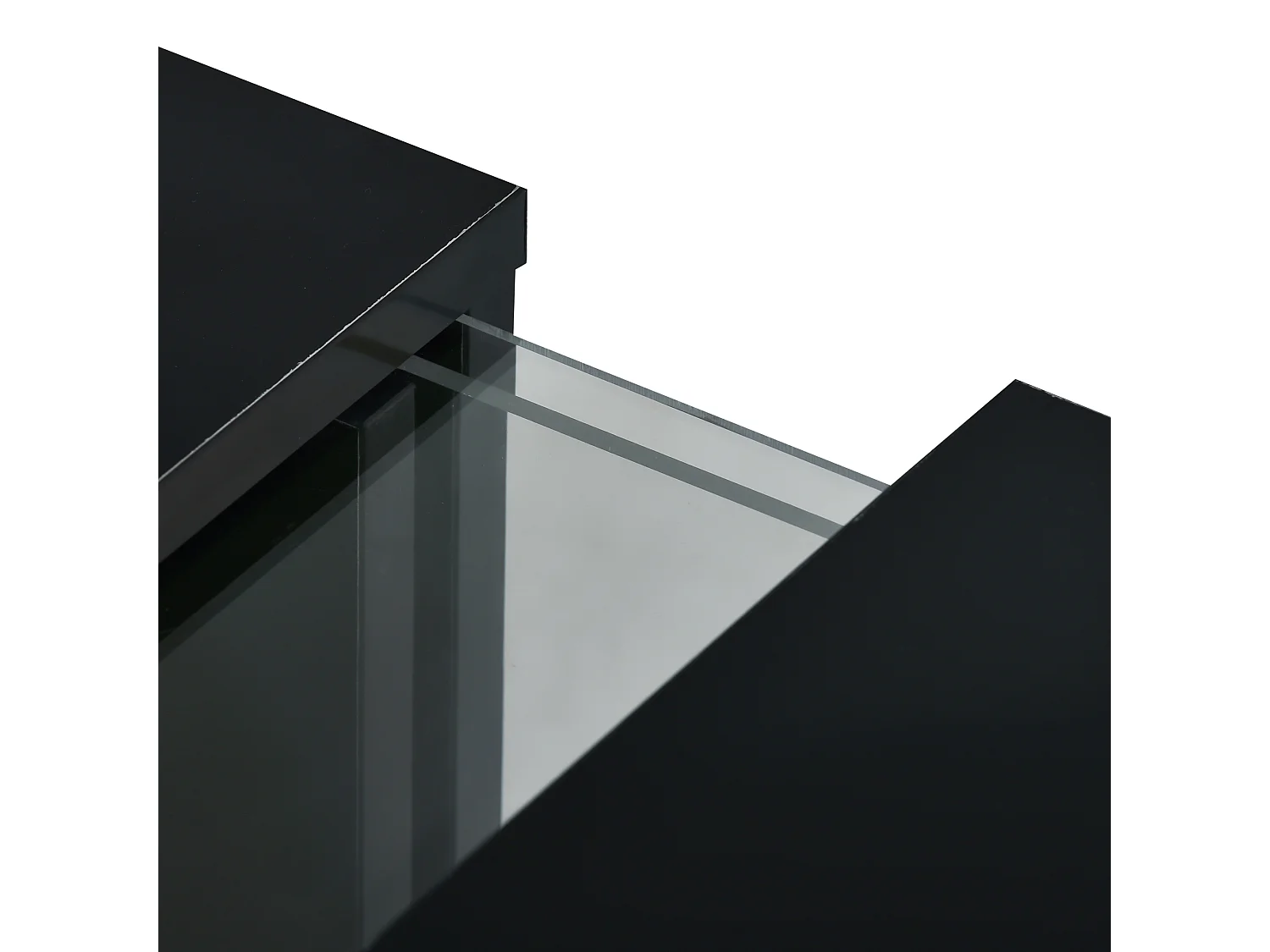 Table basse fixe 73x60x34 cm avec LED et télécommande Compartiment rétractable - Noir