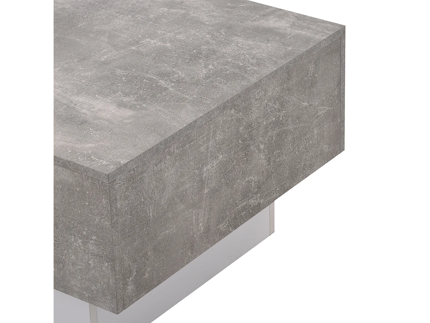 Table basse fixe grise, Table de canapé extensible et rangement - 102x60x40 cm