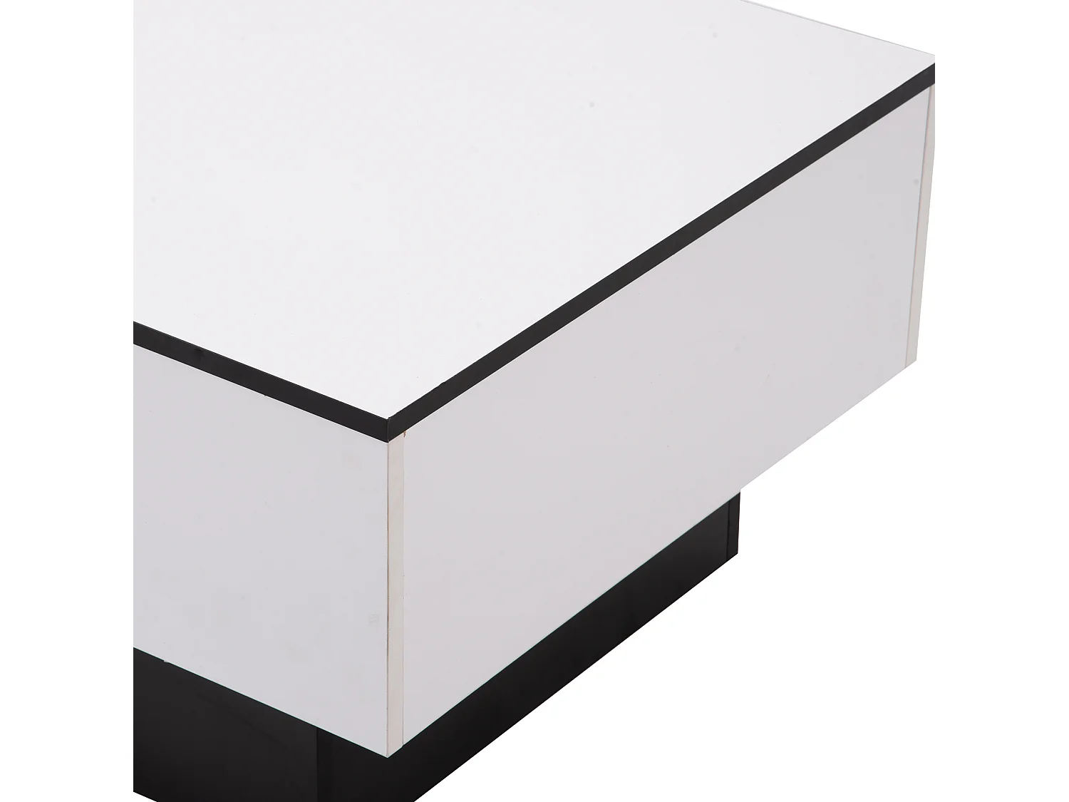 Table basse fixe blanche, Table de canapé extensible et rangement - 102x60x40 cm