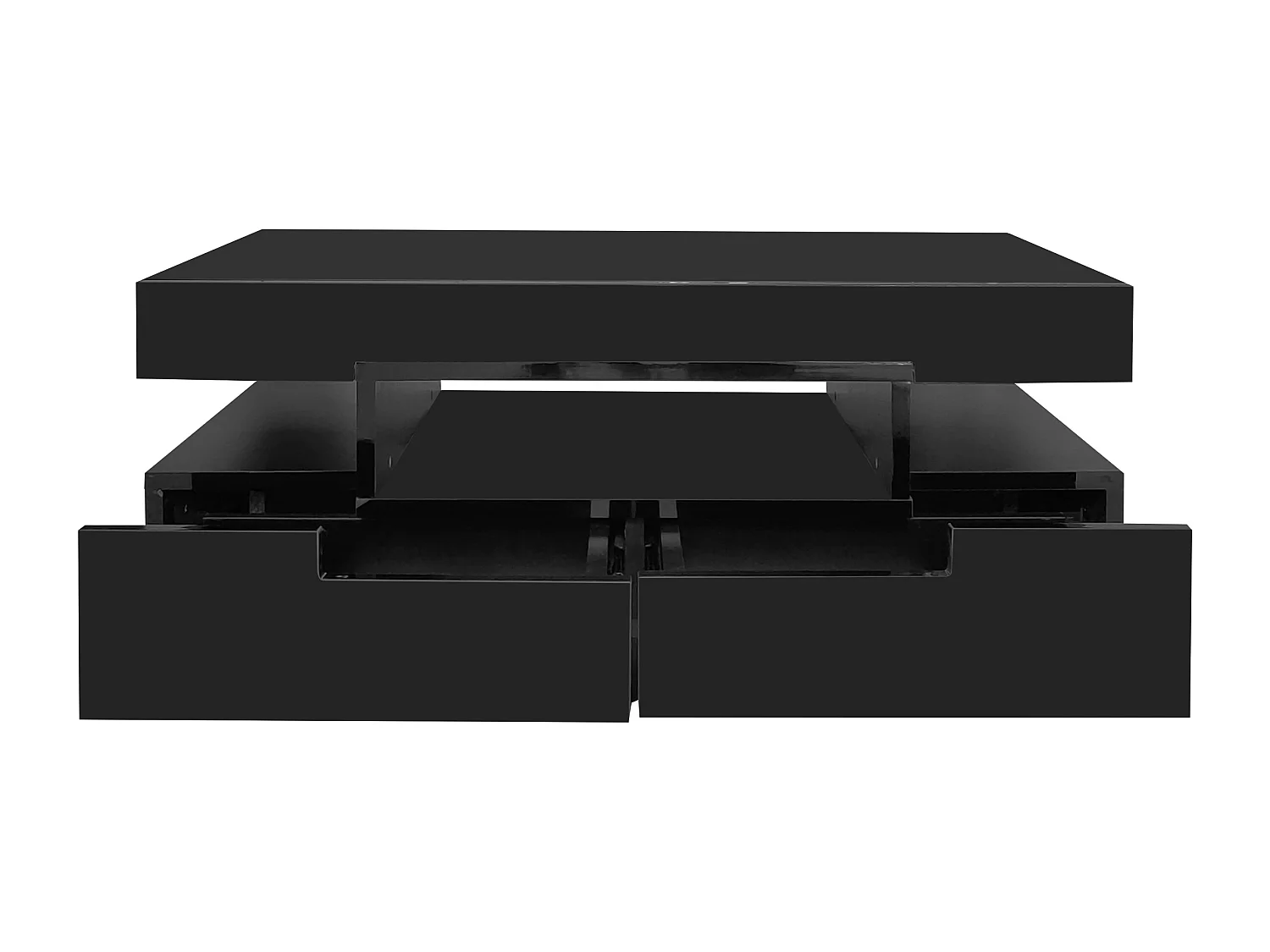 Table basse finition brillante avec bandeau lumineux LED - noir