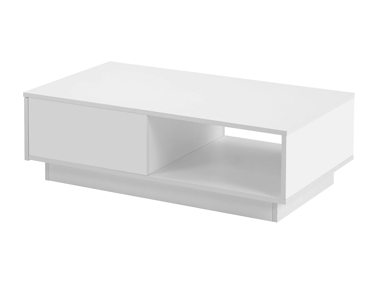 Table basse fixe 95x55x32 cm Table de canapé moderne Table rectangulaire avec LED - Blanc