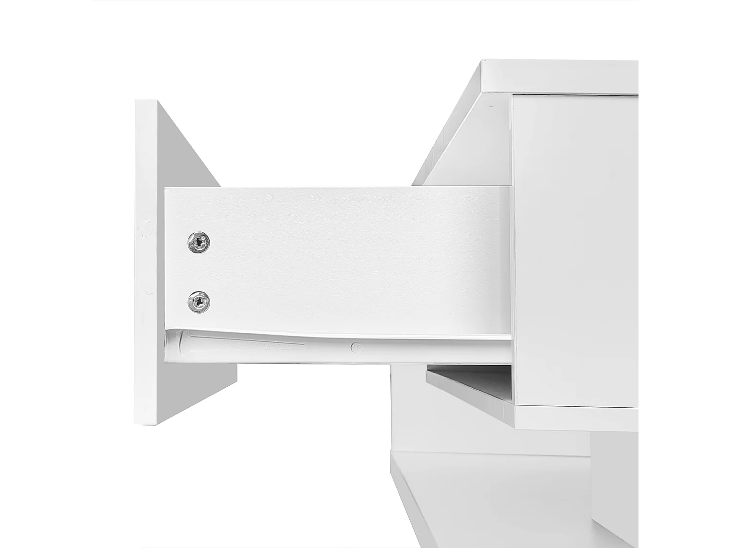 Table basse salon blanc brillant avec verre trempé et LED , 1 tiroir, 105x55x32,5 cm