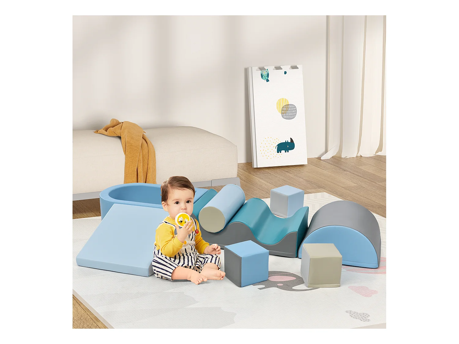 Aire de Jeux Blocs de Construction Géants Souples en Mousse - Colorés et Bleu