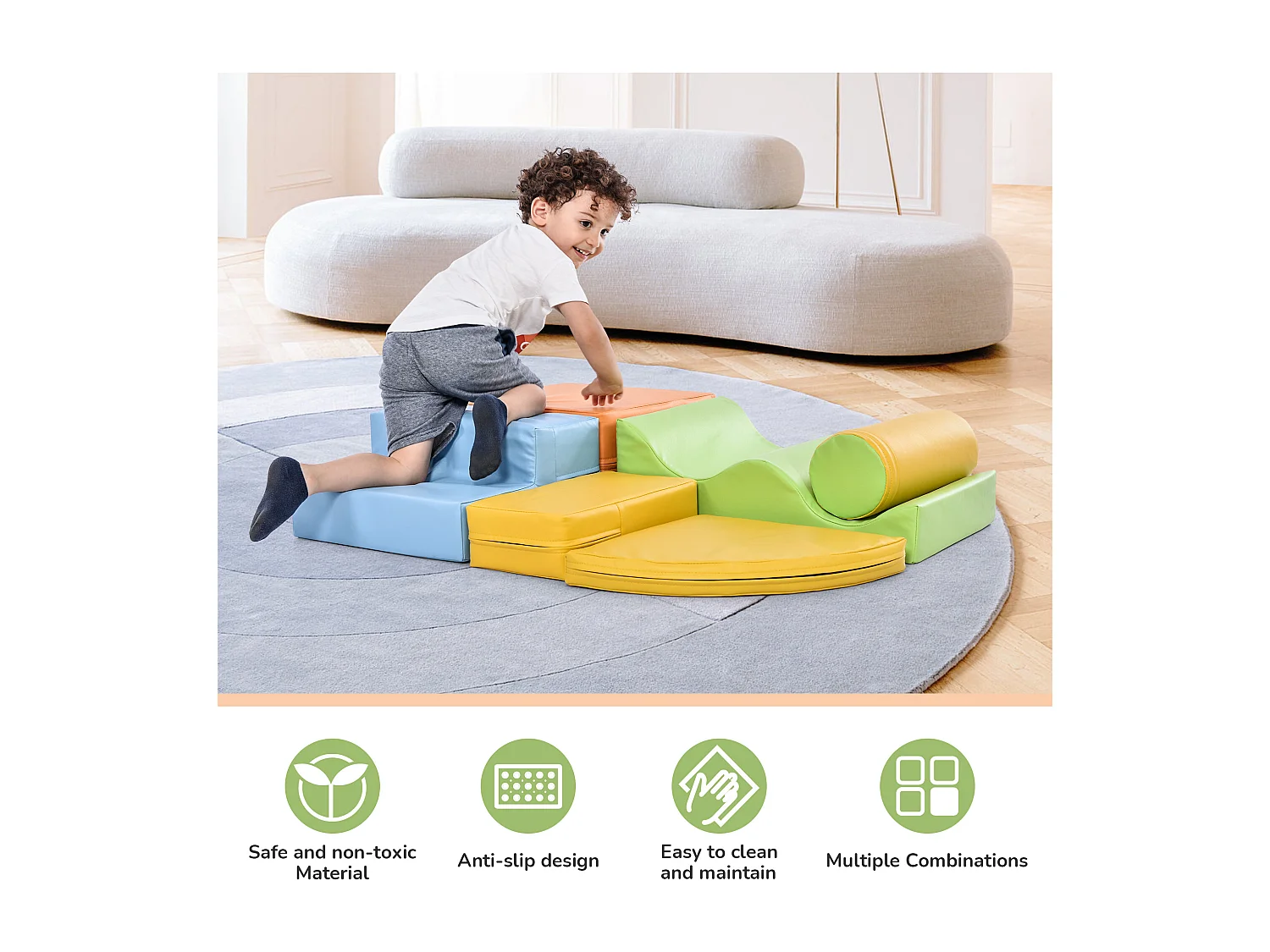 Aire de Jeux Blocs de Construction Géants Souples en Mousse - Colorés et Jaune