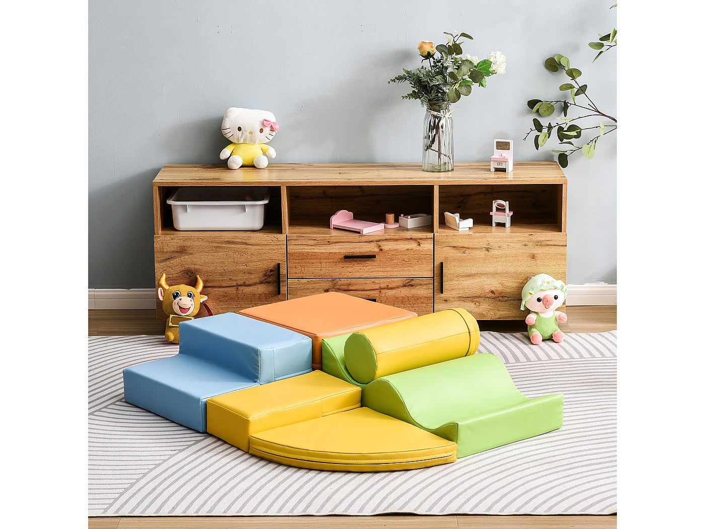 6 Blocs De Construction En Mousse Lischwert - Géants Et Multicolores - Parcours Motricité Enfant - Maison