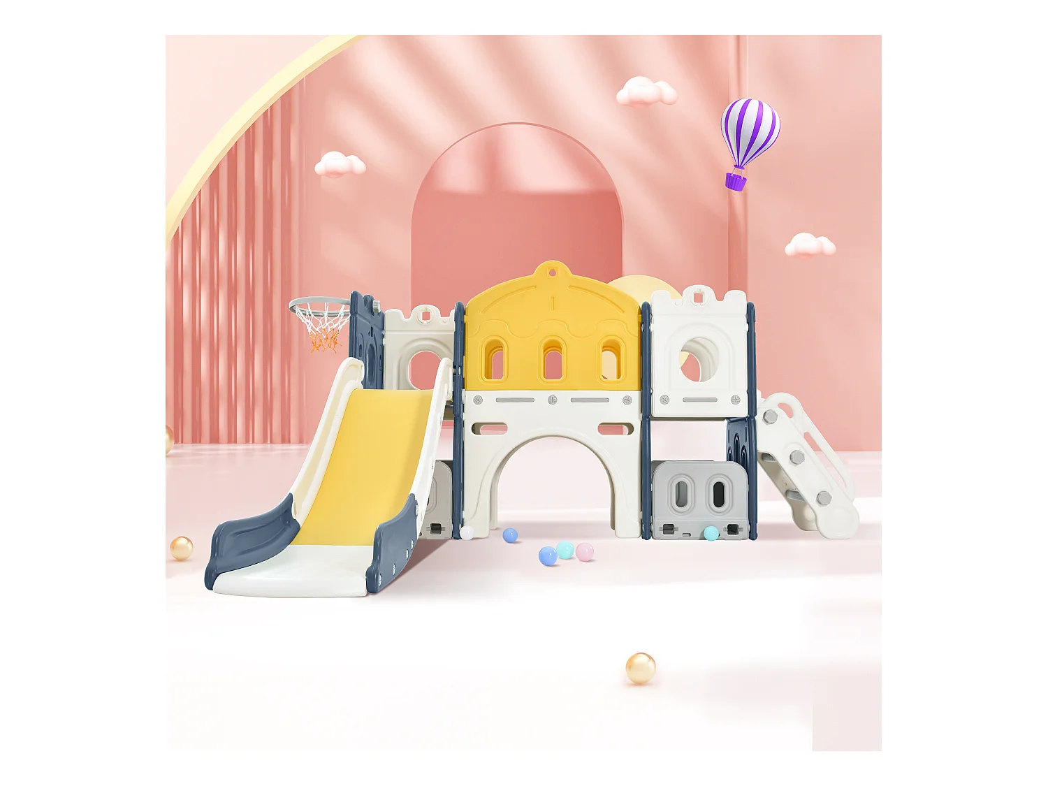 Toboggan Jeu d'escalade 6 en 1 pour enfants HDPE - Bleu