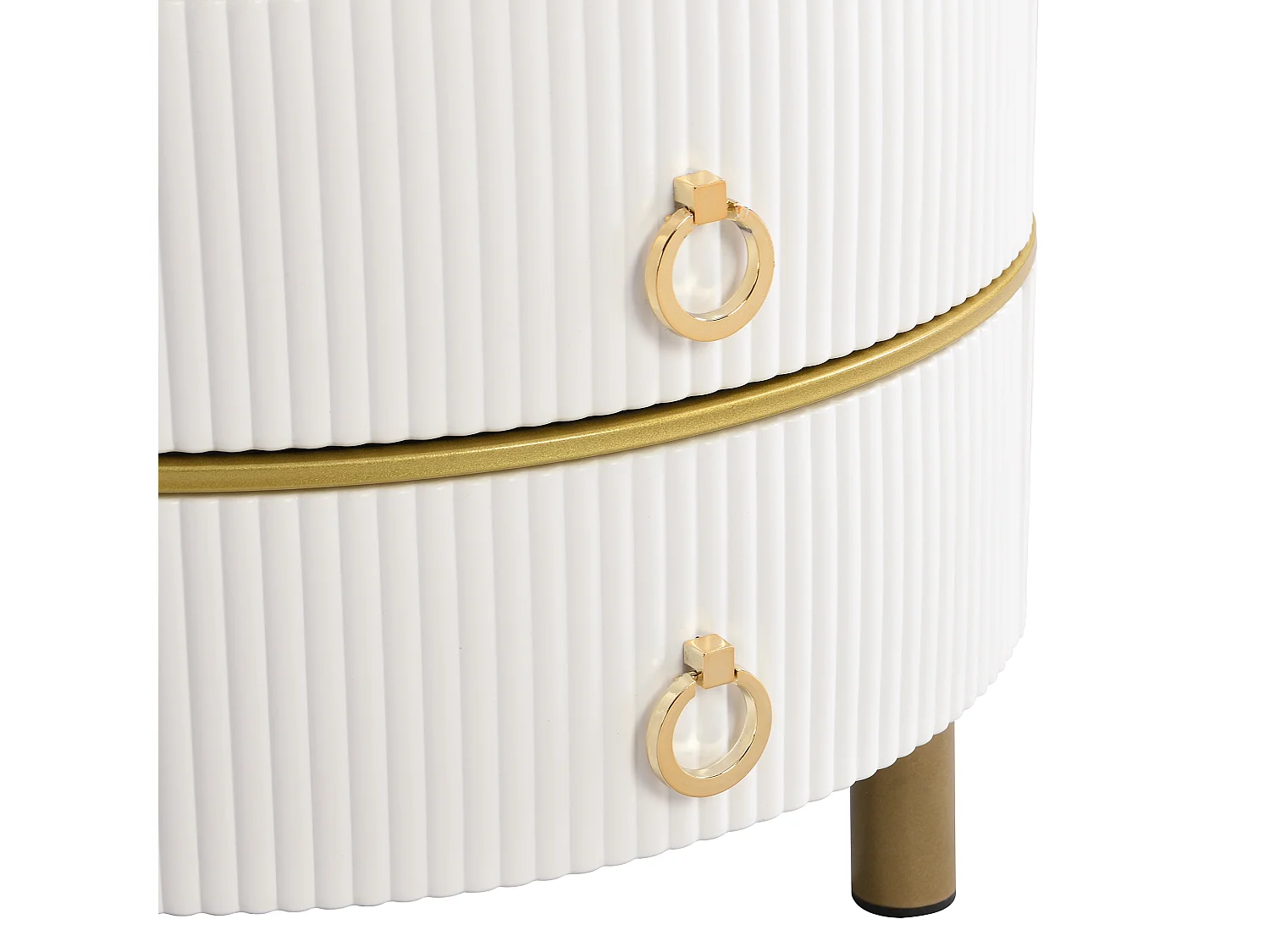 Lot de 2 tables basses - Table basse ronde avec plateau blanc et plateau marron - 2 tiroirs