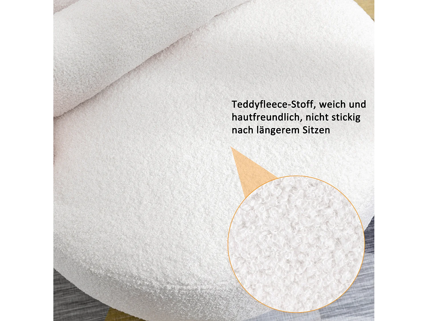 Fauteuil pivotant - Fauteuil de salon avec coussin lombaire - Peluche blanche - pour salon et chambre