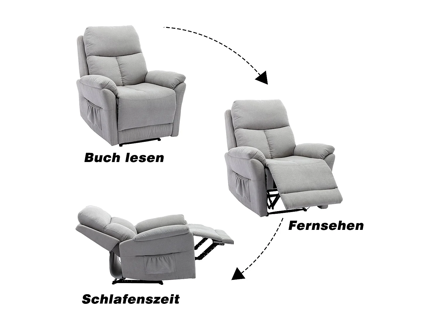 Fauteuil simple Fauteuil TV pour Salon - Chaise Longue en Cuir PU avec Repose-Pieds - Gris XXL
